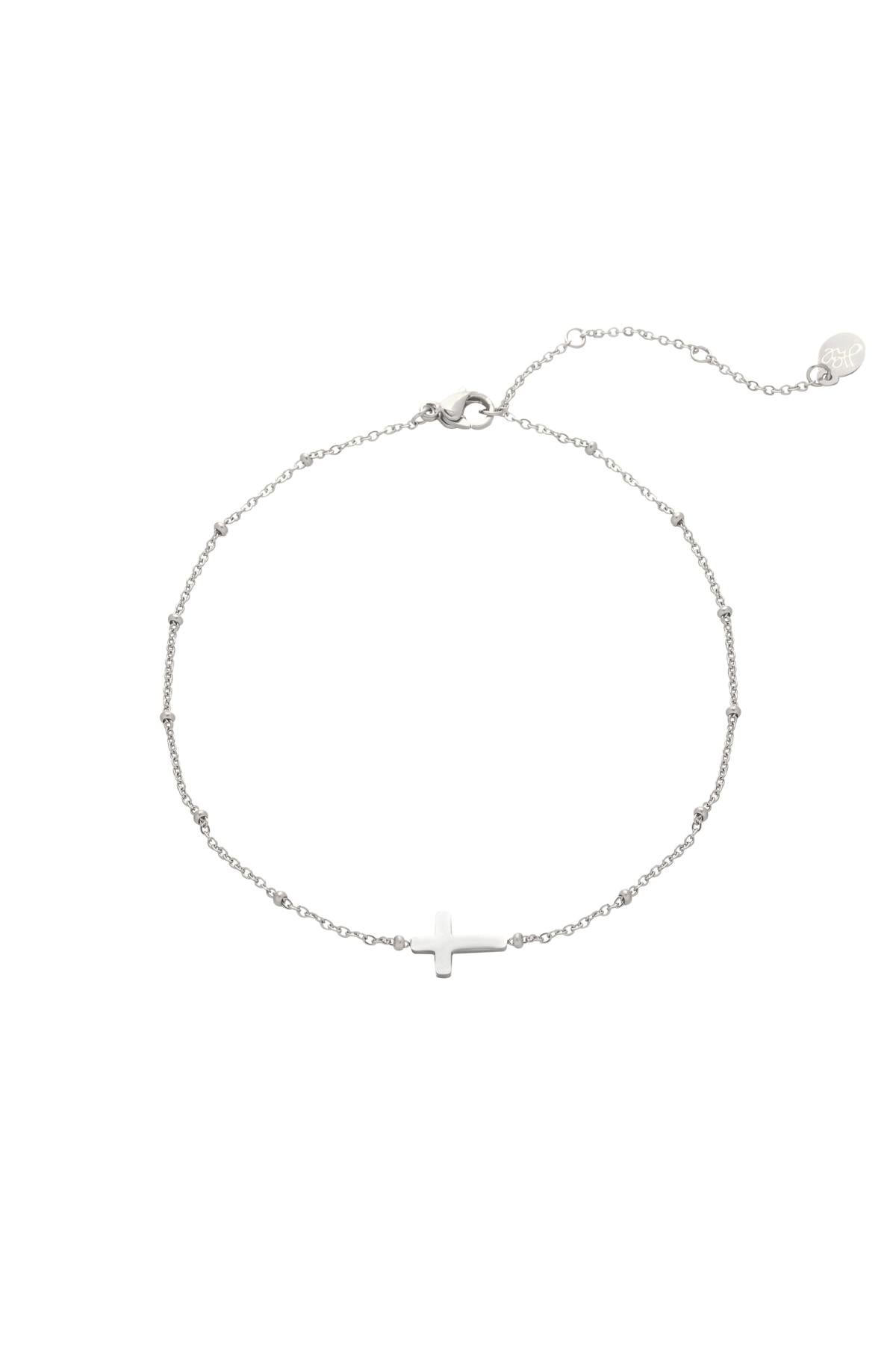Enkelband met kruis, Zilver