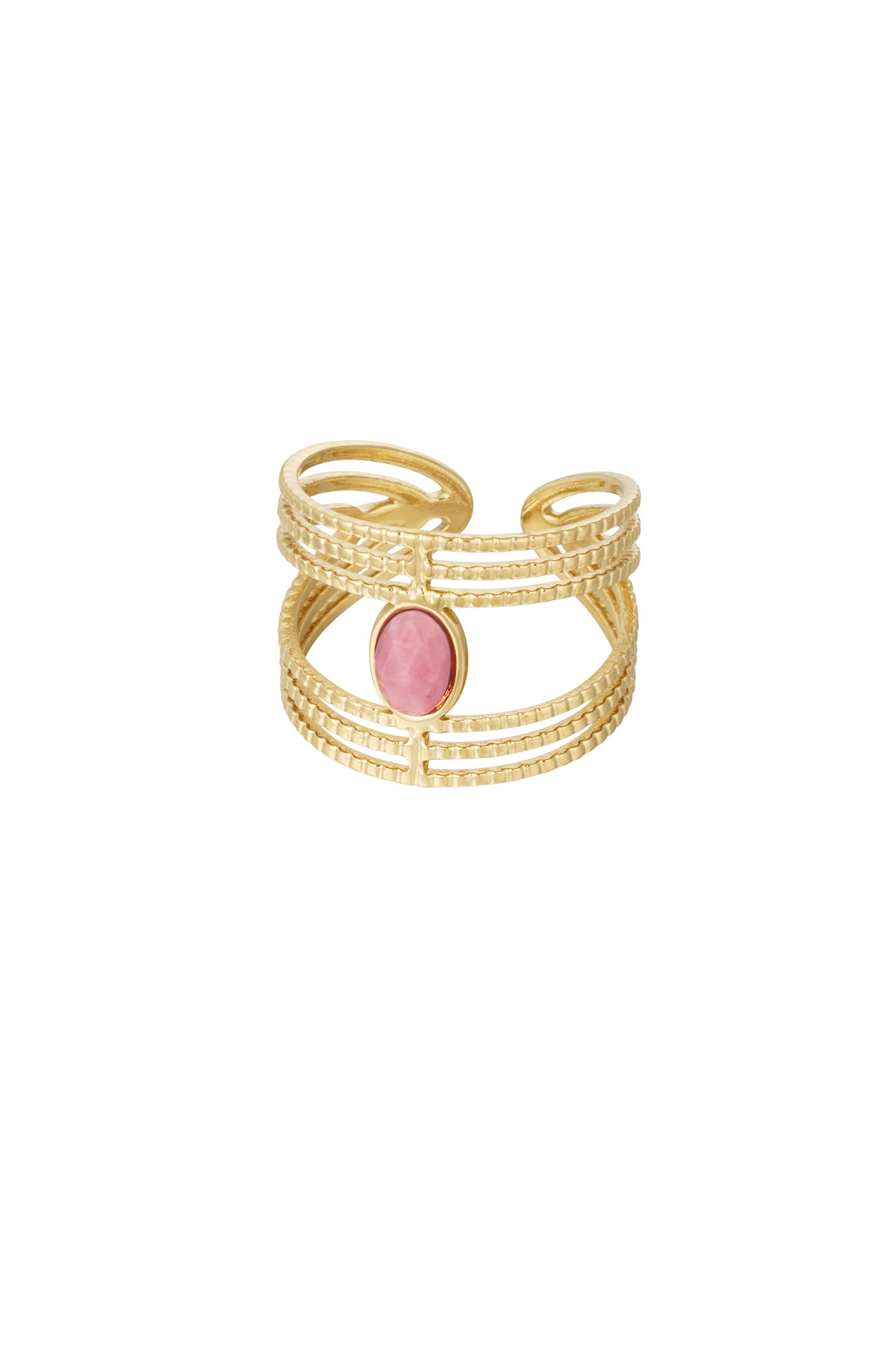 Ring "Etnische roze steen", Goud