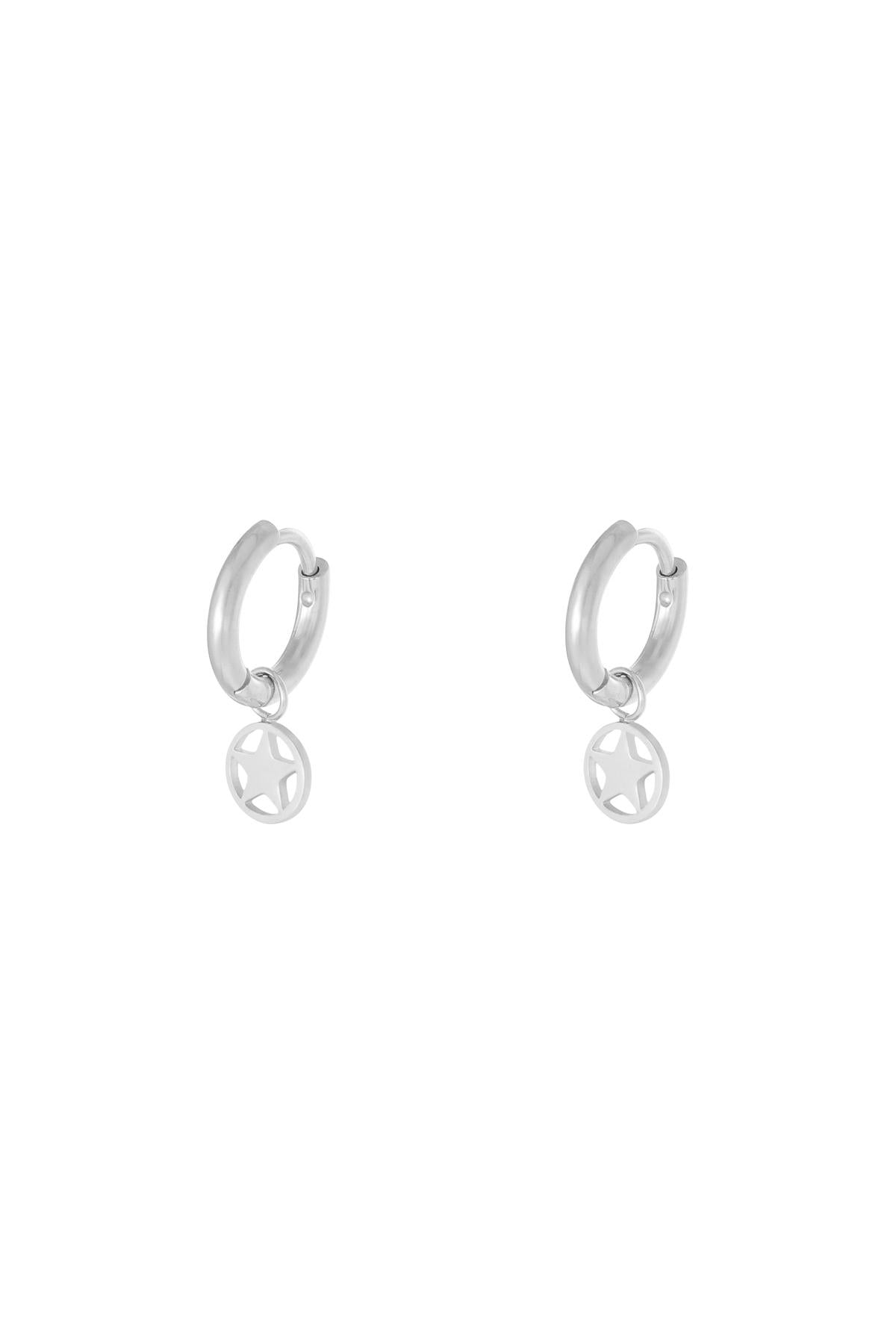 Oorbellen ""Ster in een cirkel"", Zilver