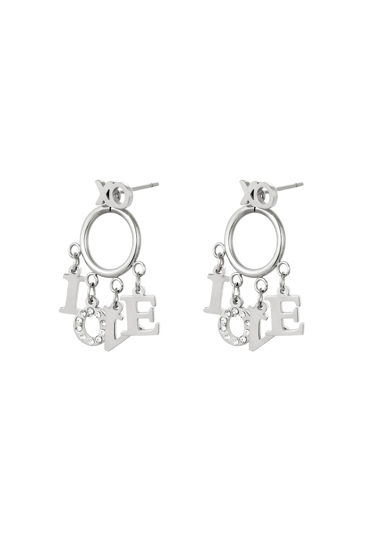 Oorbellen "LOVE", Zilver