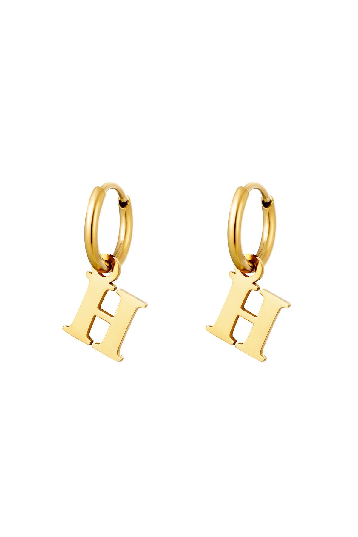 Oorbellen Initialen "H", Goud