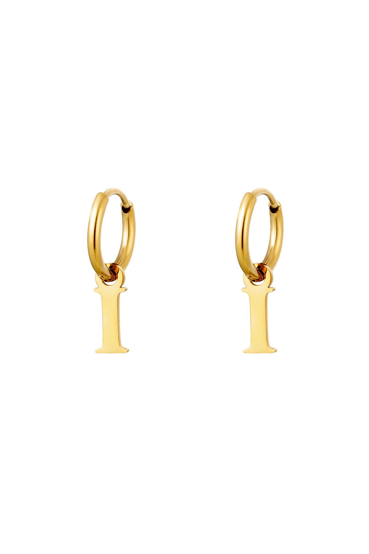 Oorbellen Initialen "I", Goud