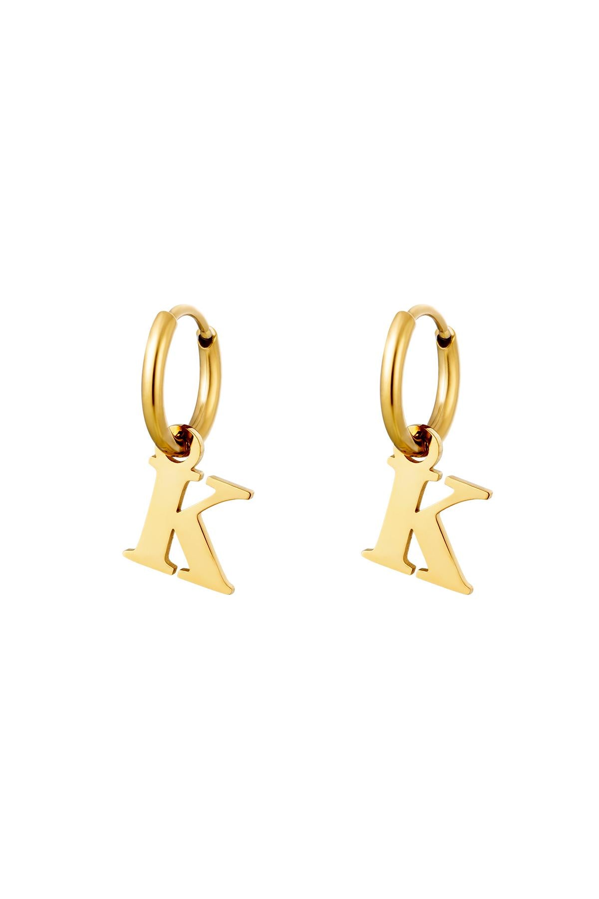 Oorbellen Initialen "K", Goud