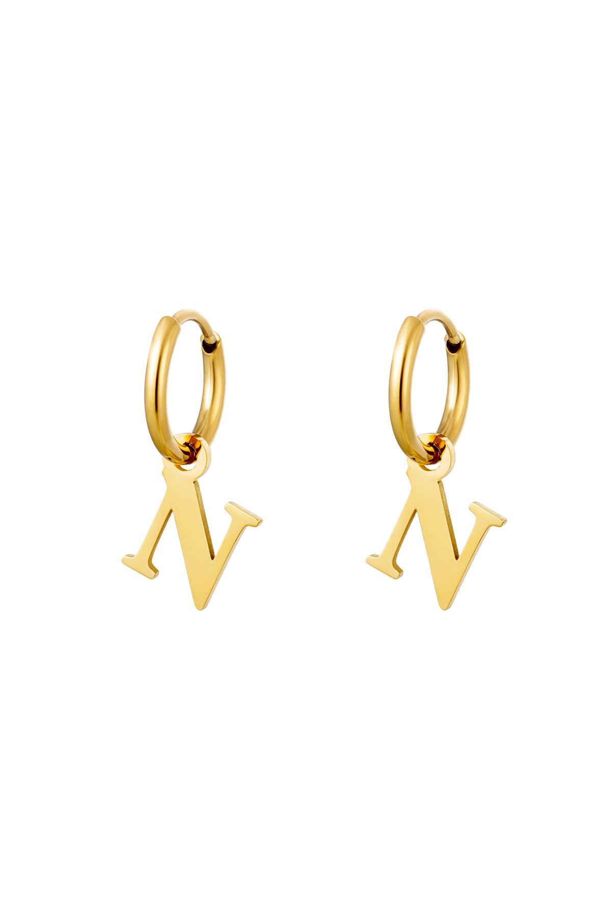 Oorbellen Initialen "N", Goud