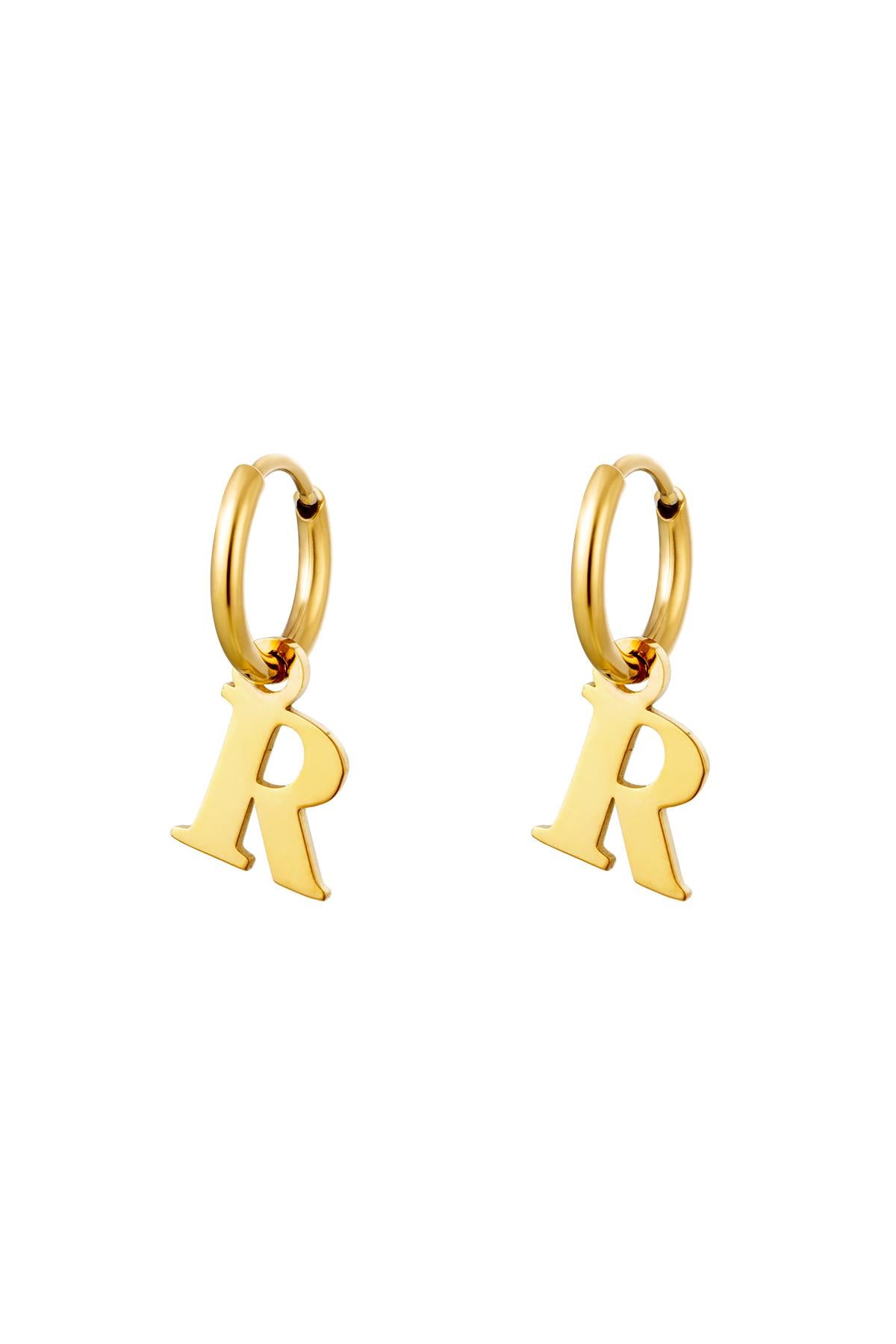 Oorbellen Initialen "R", Goud