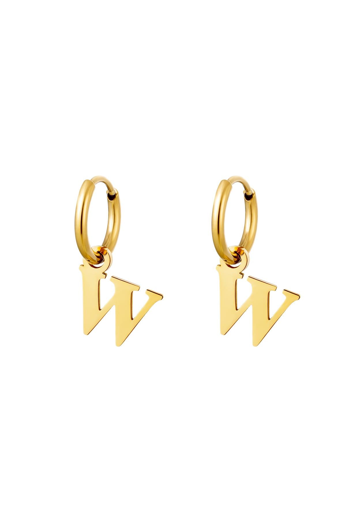 Oorbellen Initialen "W", Goud