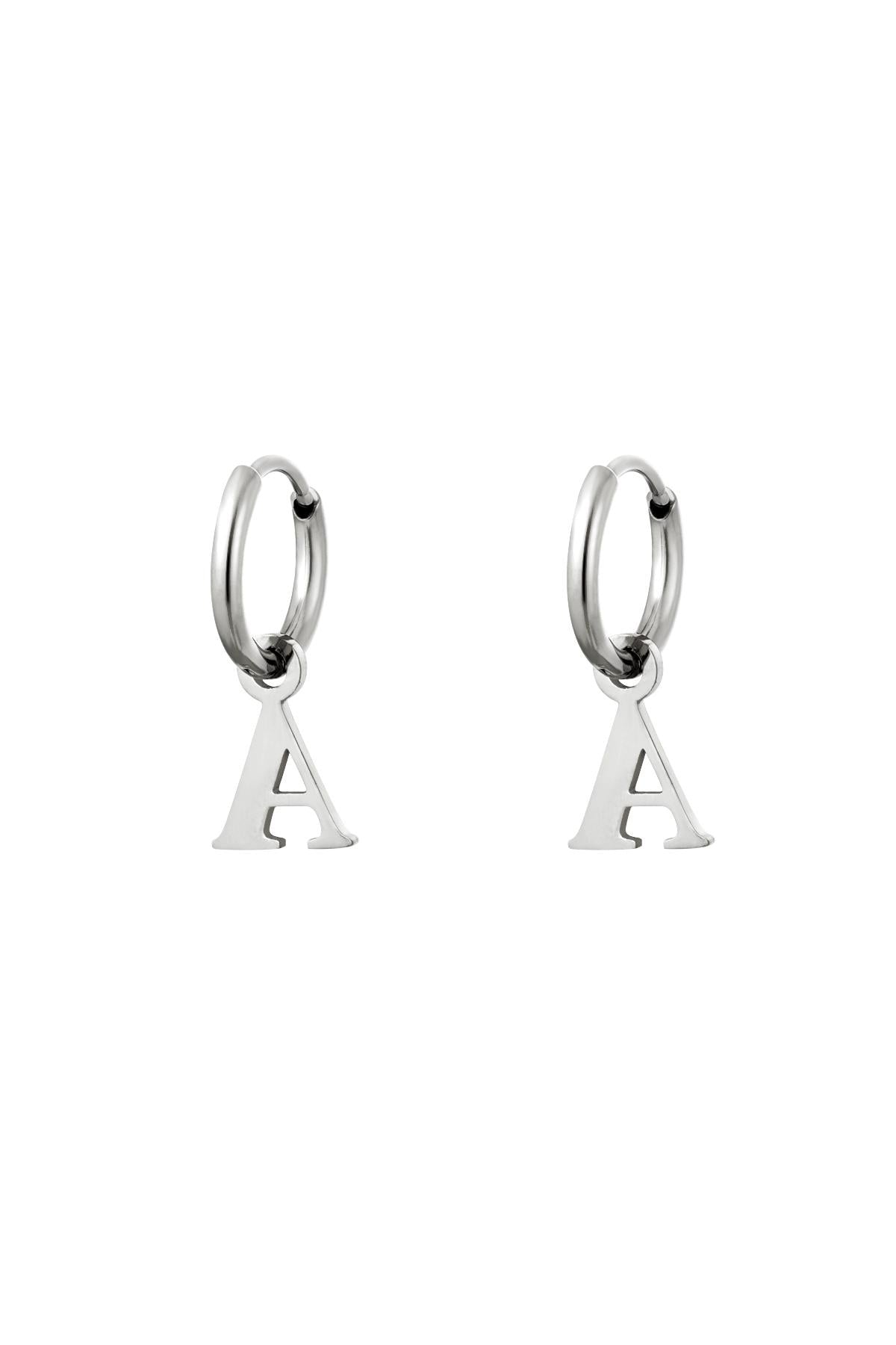 Oorbellen Initialen "A", Zilver
