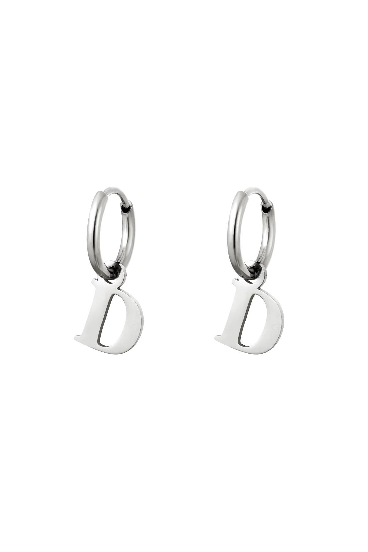Oorbellen Initialen "D", Zilver