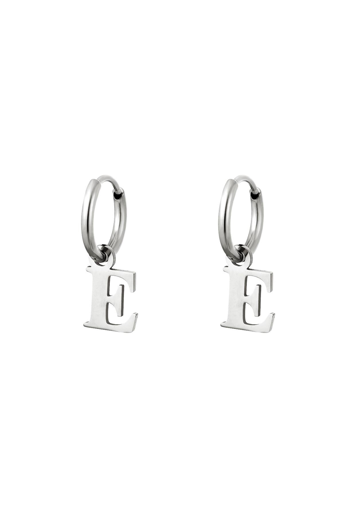 Oorbellen Initialen "E", Zilver