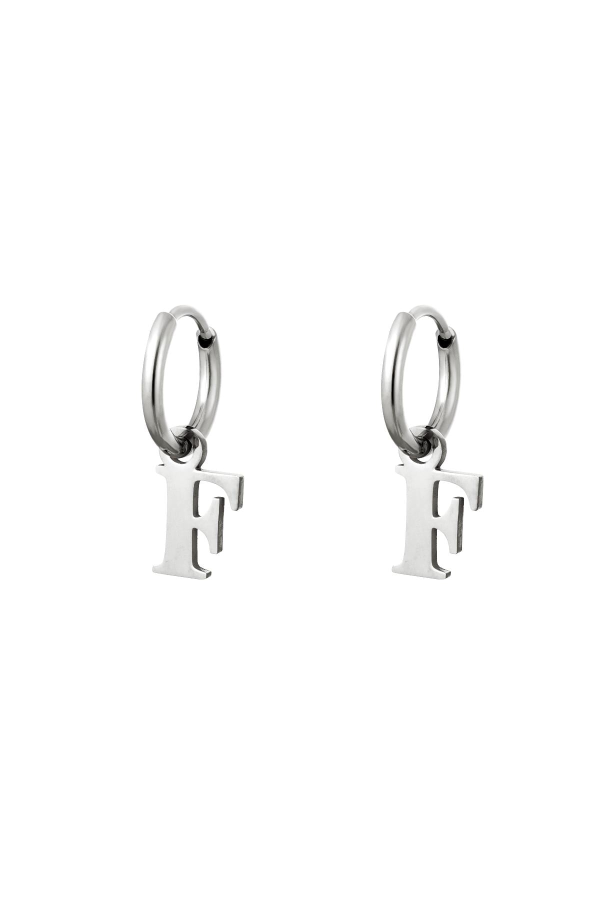 Oorbellen Initialen "F", Zilver