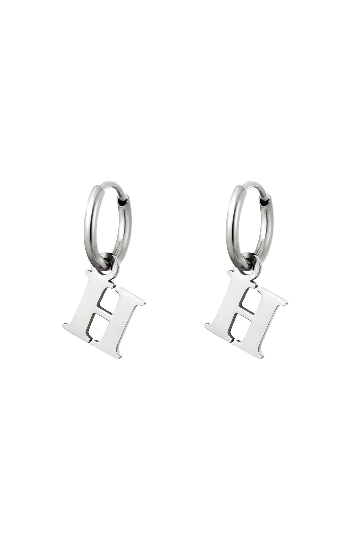 Oorbellen Initialen "H", Zilver