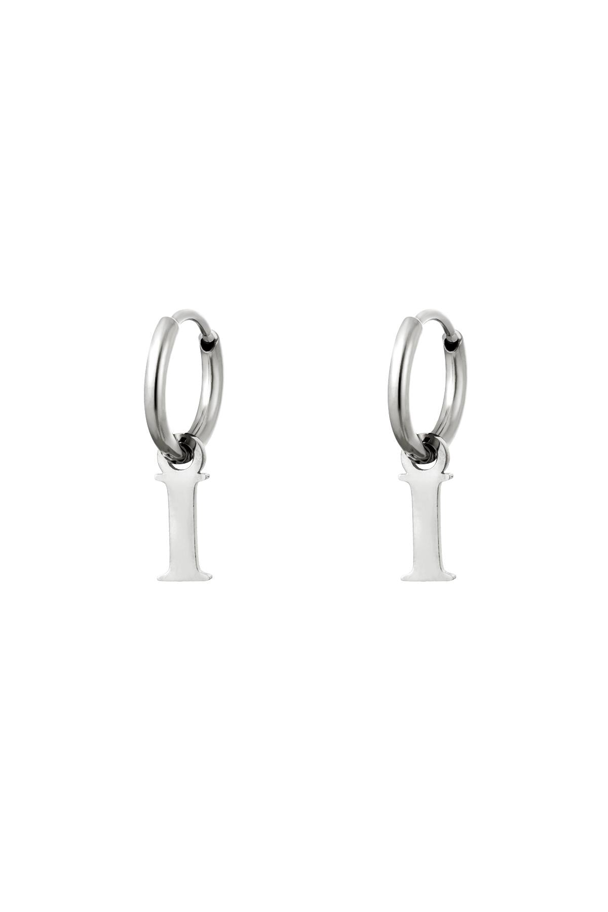 Oorbellen Initialen "I", Zilver