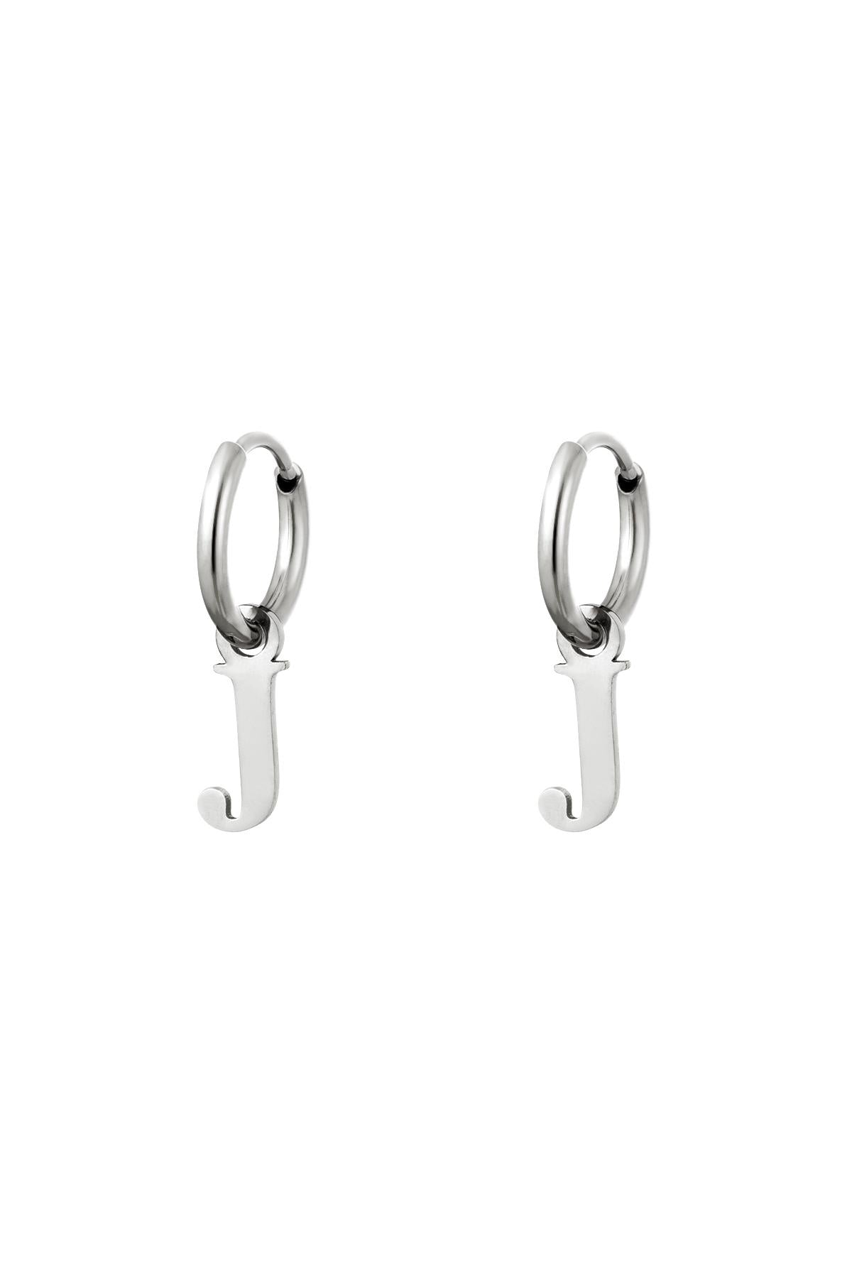 Oorbellen Initialen "J", Zilver