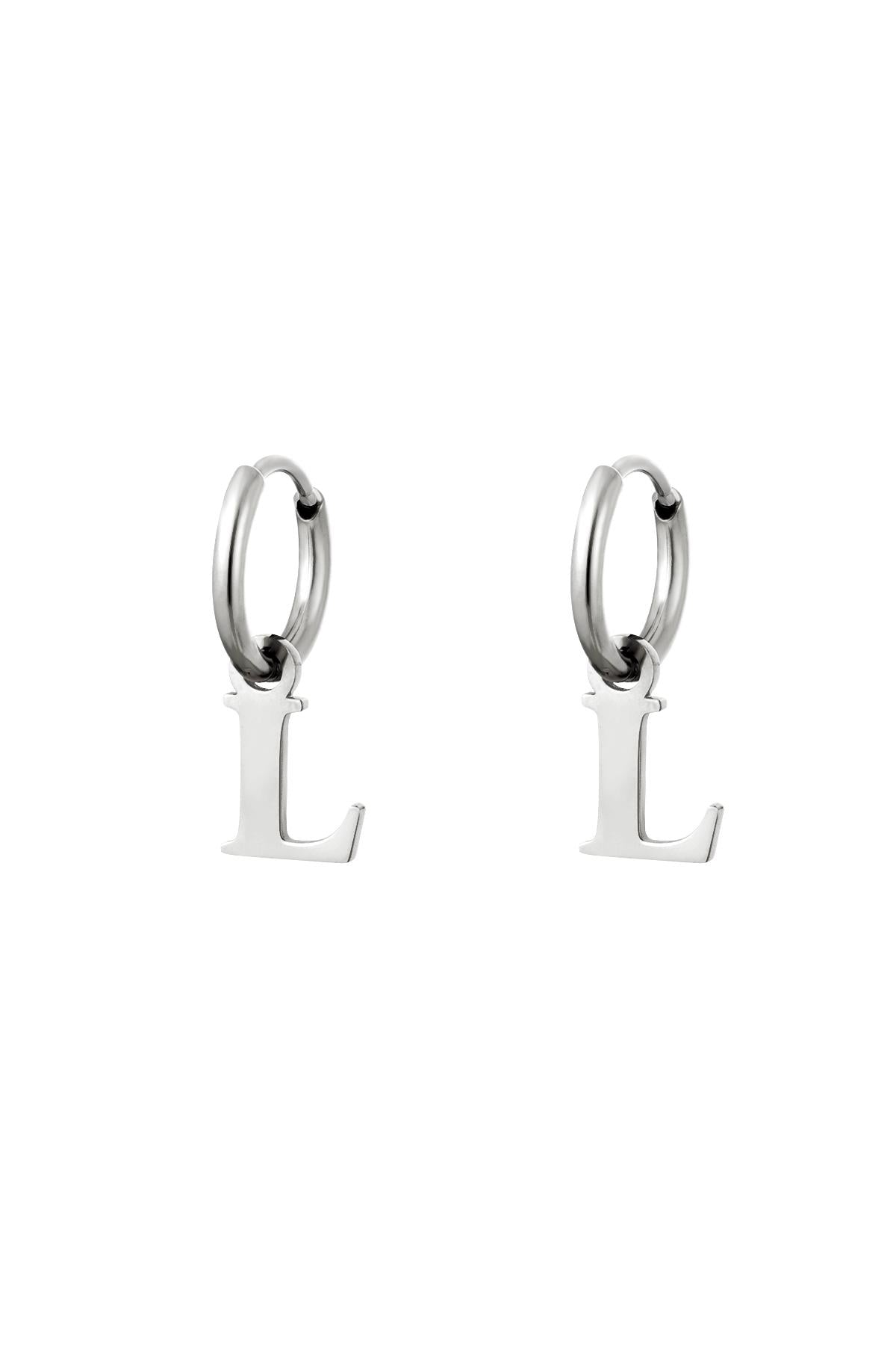 Oorbellen Initialen "L", Zilver