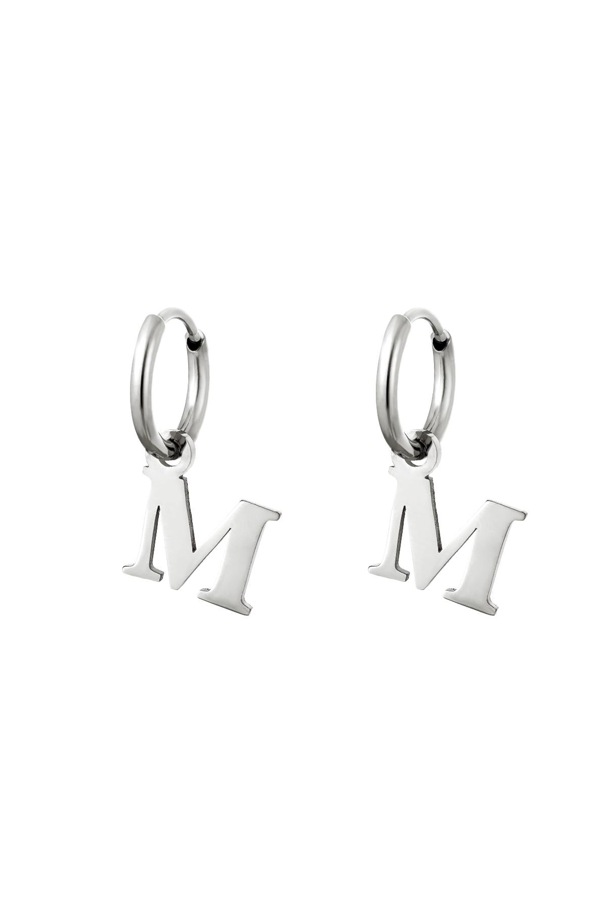 Oorbellen Initialen "M", Zilver