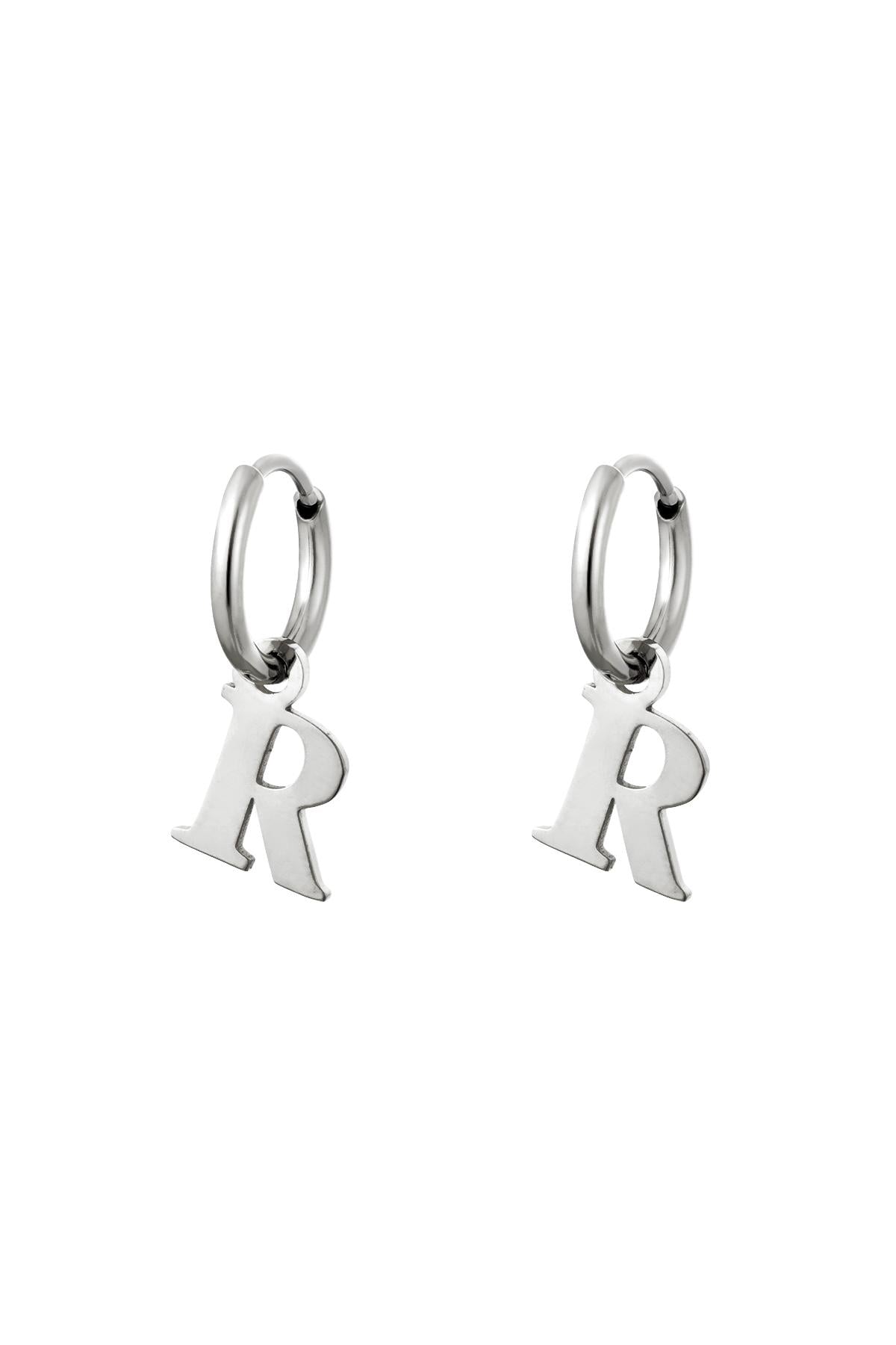 Oorbellen Initialen "R", Zilver