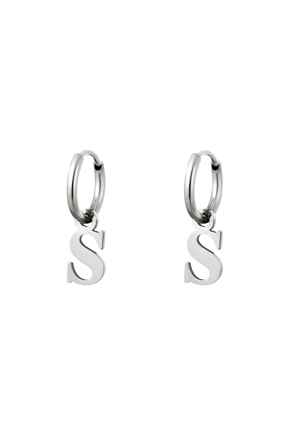 Oorbellen Initialen "S", Zilver