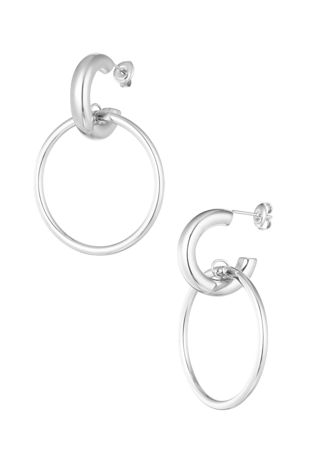 Oorbellen "Twee Cirkels", Zilver