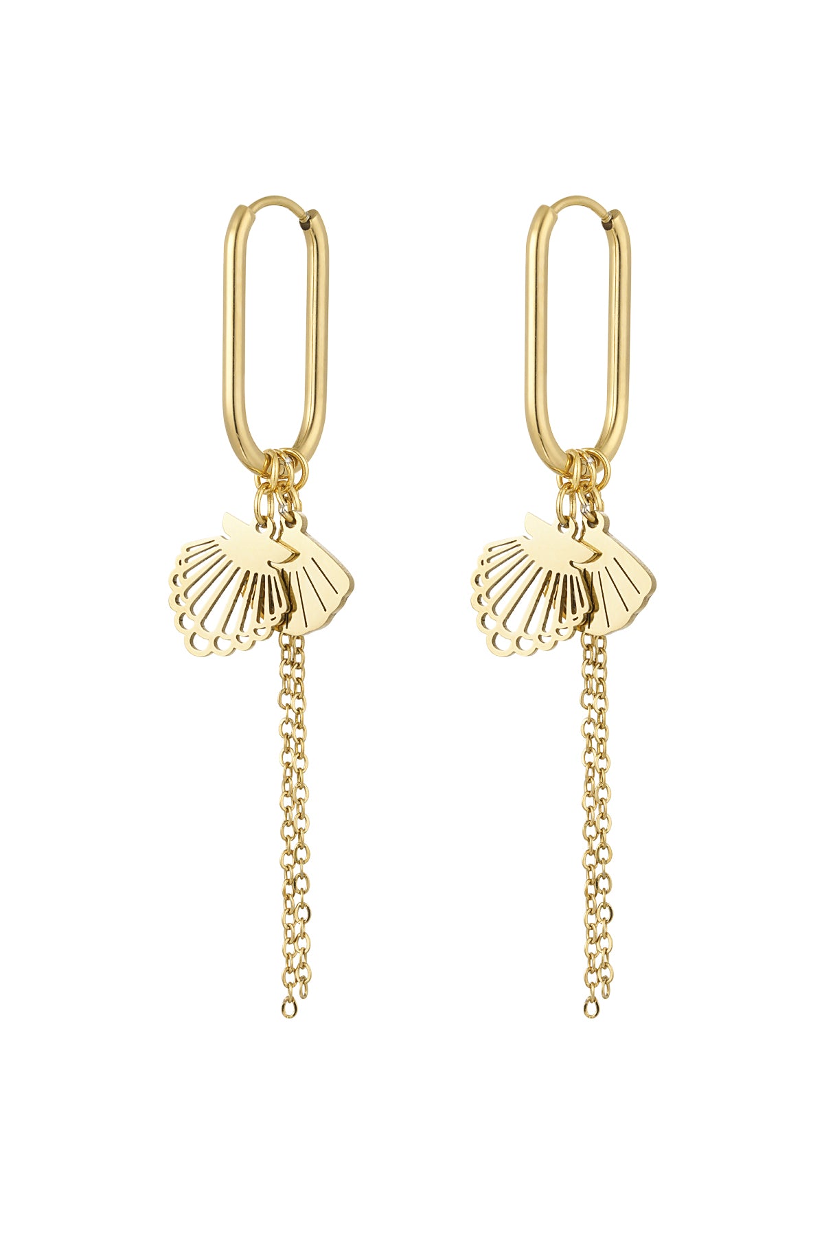 Earrings "Hanging Shells", Gold