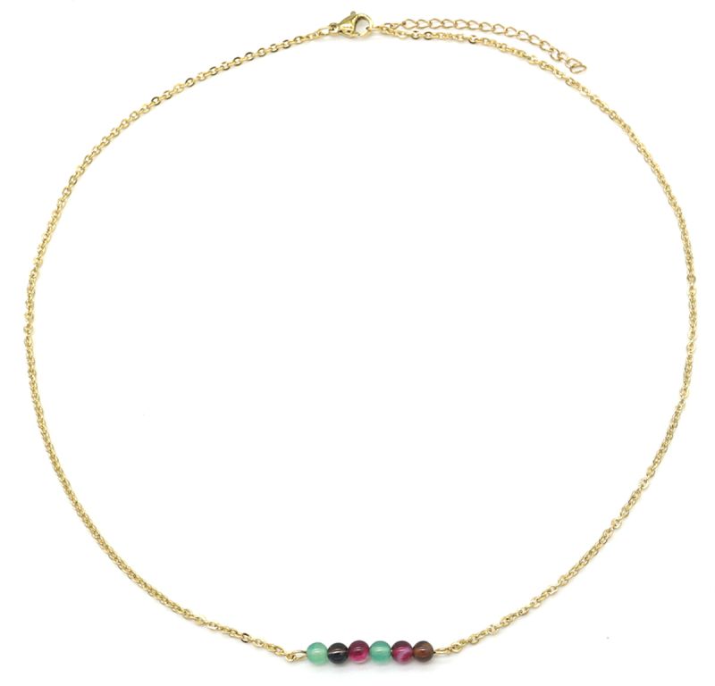 Ketting "Mix van stenen", Goud