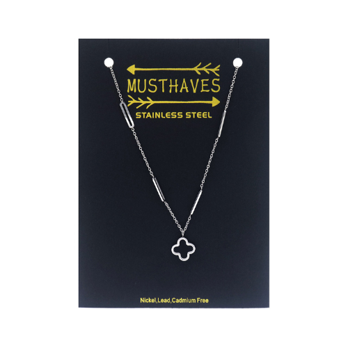 Ketting "Dubbelzijdig klavertje", Zilver