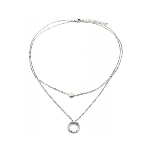 Dubbele ketting met ringen, Zilver