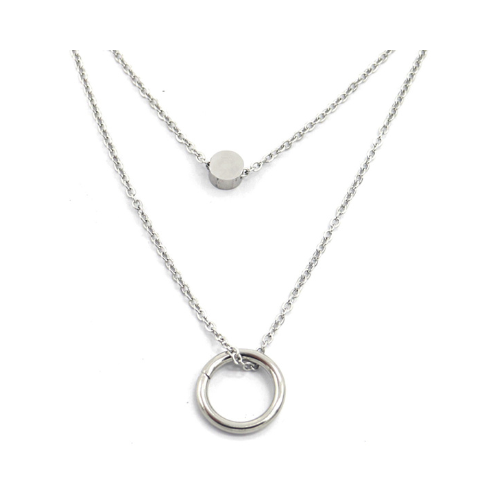 Dubbele ketting met ringen, Zilver