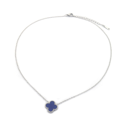 Necklace "Blue clover", Silver