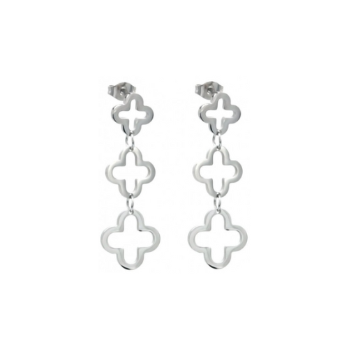 Oorbellen "3 klavertje", Zilver