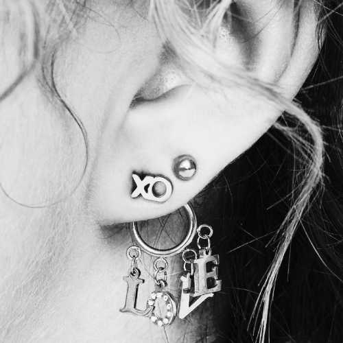Oorbellen "LOVE", Zilver