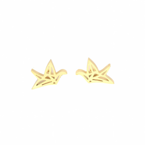 Oorbellen "Origami vogels", Goud