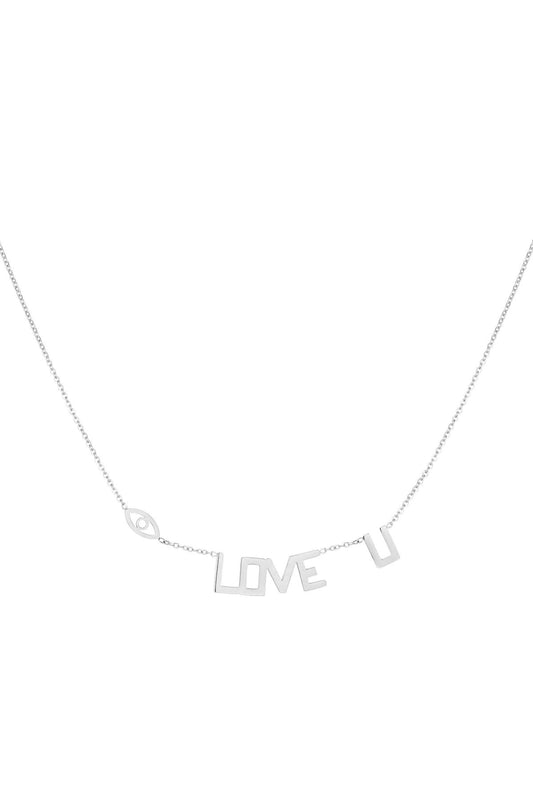 Halsketting "Love U", Zilver