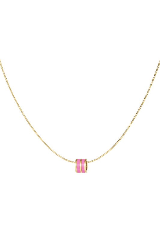 Necklace "Pink Cylinder", Gold