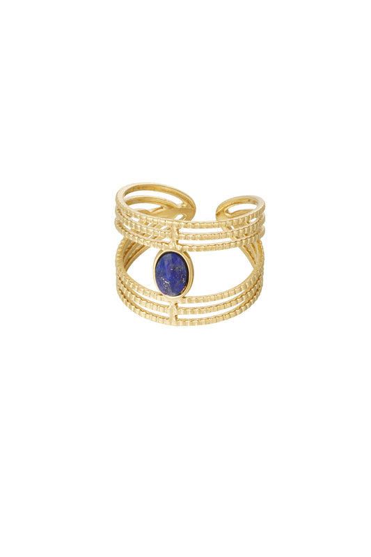 Ring "Etnische blauwe steen", Goud