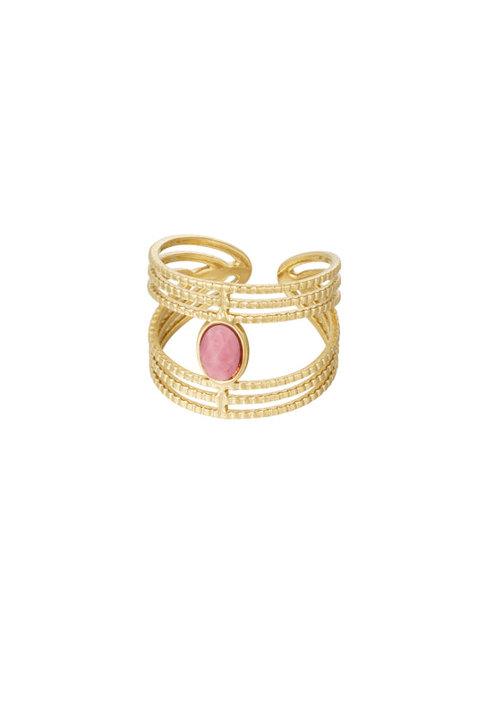 Ring "Ethnic pink stone", Gold