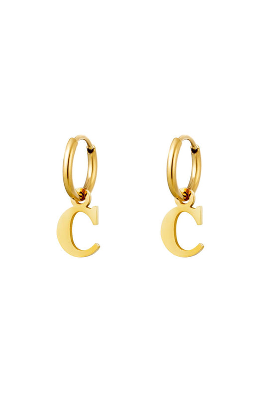 Earrings Initials "C" gold