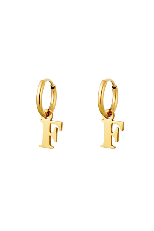Earrings Initials "F" gold