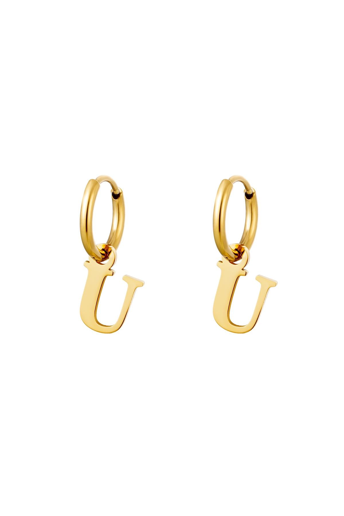 Earrings Initials "U" gold