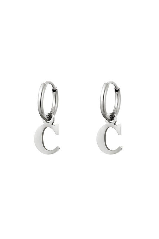 Earrings Initials "C" silver