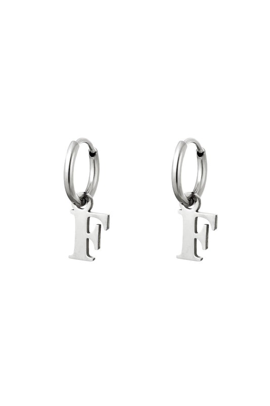 Earrings Initials "F" silver