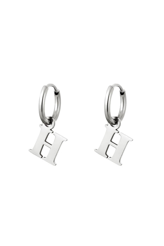 Earrings Initials "H" silver