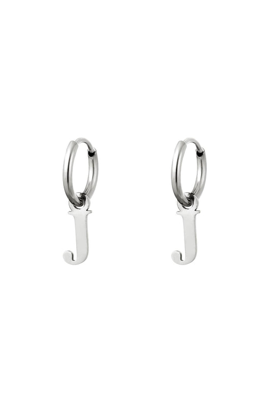 Earrings Initials "J" silver