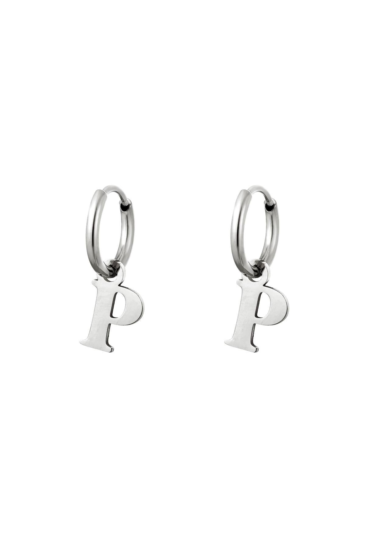 Oorbellen Initialen "P" zilver