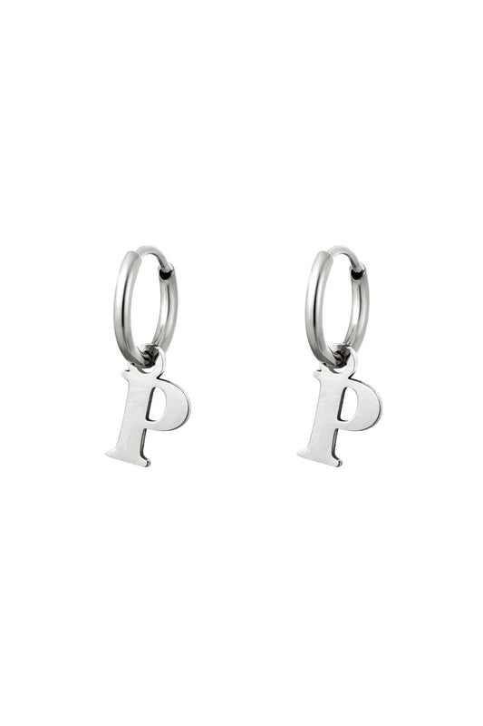 Oorbellen Initialen "P" zilver