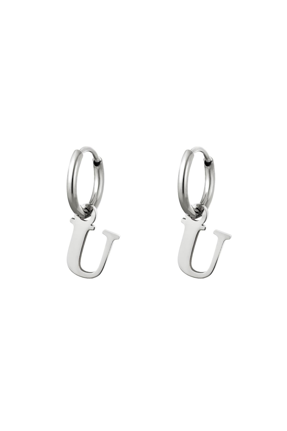 Oorbellen Initialen "U" zilver