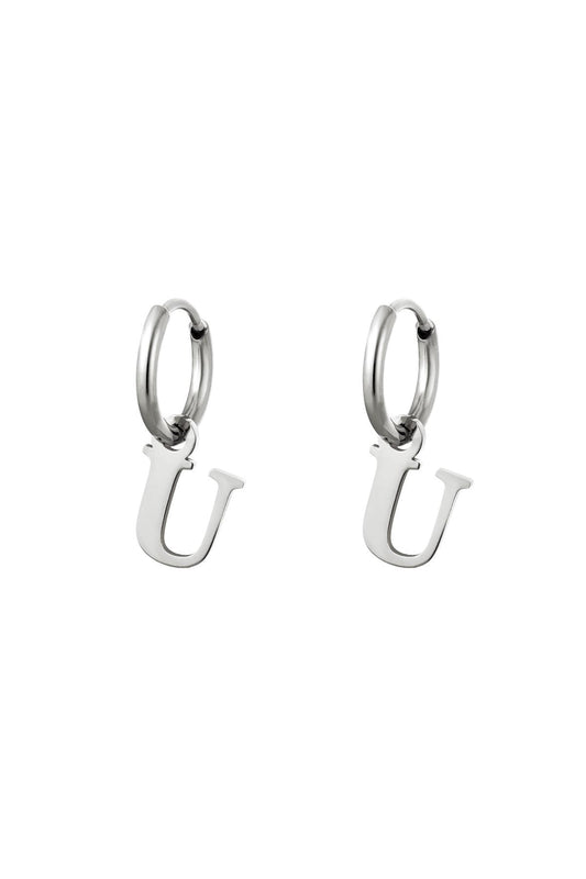 Oorbellen Initialen "U" zilver