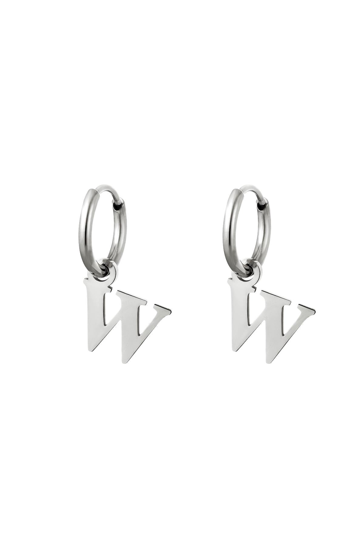 Oorbellen Initialen "W" zilver