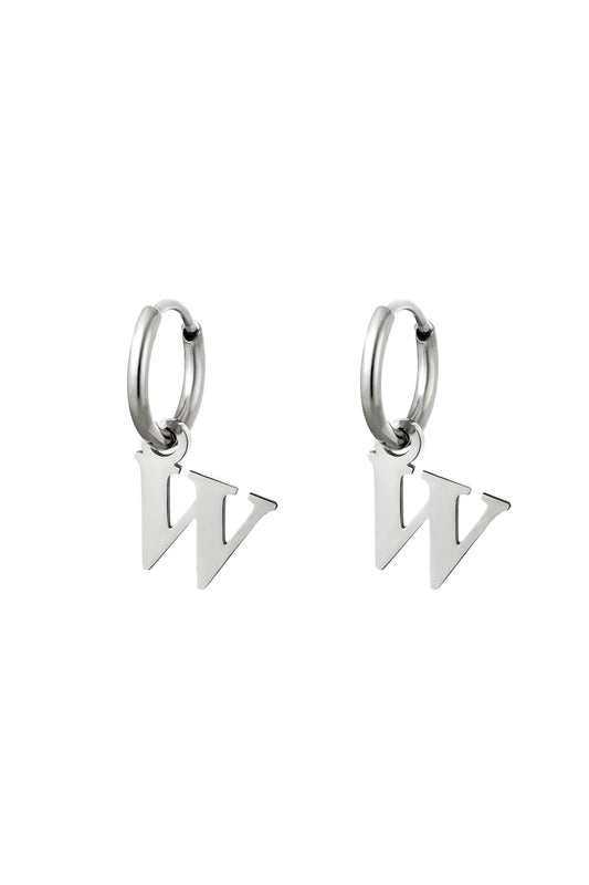 Oorbellen Initialen "W" zilver