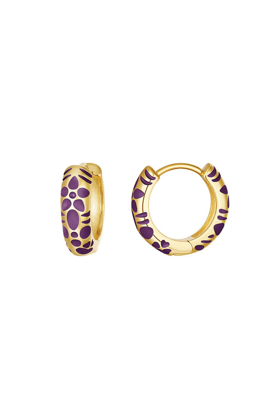 Earrings "Purple Flowers", Gold