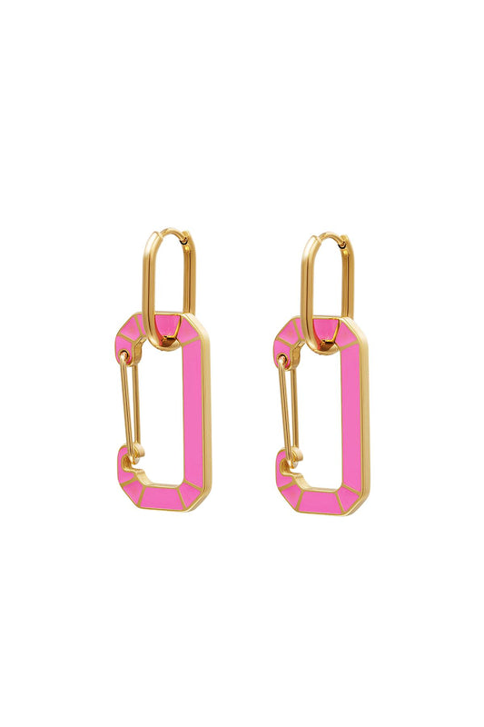 Earring "Pink Carabiner", Gold